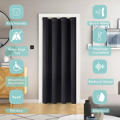 Miniatura 2 de ChrisDowa Cortinas Opacas para Puertas de Entrada para Privacidad, Cortinas de Armario con Ojales para Puerta de Armario de Dormitorio, Cubierta