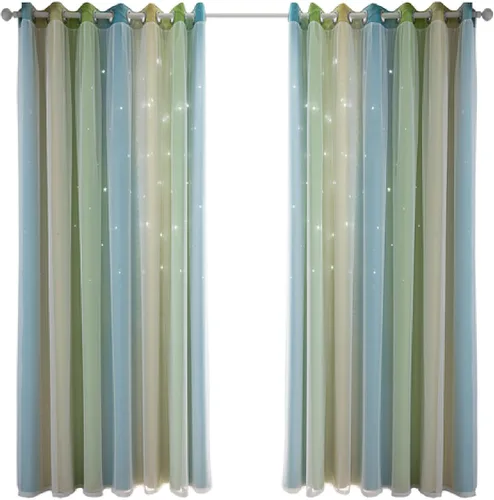 Miniatura 2 de Cortinas de tela con estrellas brillantes para niños, cortinas de princesa para sala de estar, cortinas opacas para ventana, cortina opaca