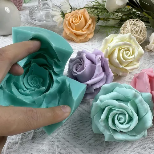 Miniatura 2 de Molde de silicona de flor de rosa 3D, moldes de flores epoxi, decoración de manualidades, molde de cera de vela, molde de silicona para pastel