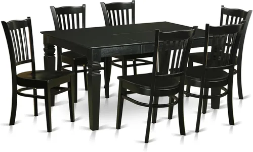 Miniatura 13 de East West Furniture WEGR6D-BLK-W - Juego de mesa de cocina de 6 piezas contiene una mesa de comedor rectangular con hojas de mariposa y 4 sillas