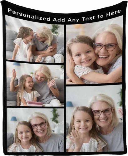 Miniatura 22 de Manta personalizada con tus fotos favoritas, manta personalizada con mis propias imágenes para familia, mamá, papá, hija, hijo, perro, hermanas