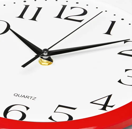 Miniatura 2 de Bernhard Products - Reloj de cuarzo de pared rojo, silencioso, sin tictac, 12 pulgadas, a pila, redondo, fácil de leer