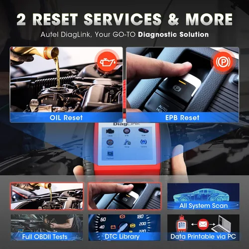 Miniatura 5 de Autel Diaglink - Lector de códigos OBDII OBD2 (versión para manualidades de MD802), diagnóstico de todos los sistemas y módulos para ABS, SRS