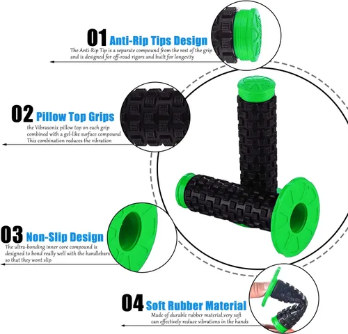 Miniatura 3 de Motorcycle Grips 7/8" Dirt Bike Grip Pillow Top Grips Rubber Anti-Slip Universal Handlebar Racing Grip for Motocross ATV Verde