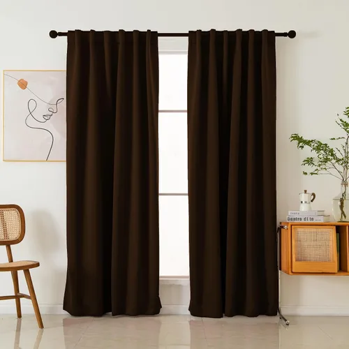 Miniatura 23 de Pickluc Cortinas opacas de 63 pulgadas de largo, 2 paneles de cortinas opacas para dormitorio o sala de estar, pestaña trasera y bolsillo para Negro