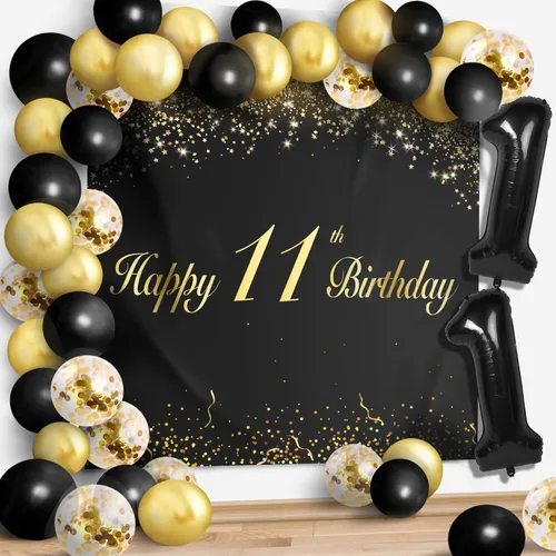 Miniatura 25 de Juego de globos negros de feliz cumpleaños 70 – Decoración de guirnalda temática de fiesta con texto en inglés "Cheers to 70 Years Old Party Theme