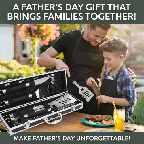 Miniatura 9 de Kaluns Accesorios para Barbacoa, Regalos para Papá para Navidad, Regalos para Barbacoa, Juego de Herramientas para Barbacoa de Acero Inoxidable