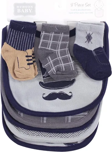 Miniatura 43 de Hudson Baby Conjunto de babero y calcetines unisex de algodón para bebé