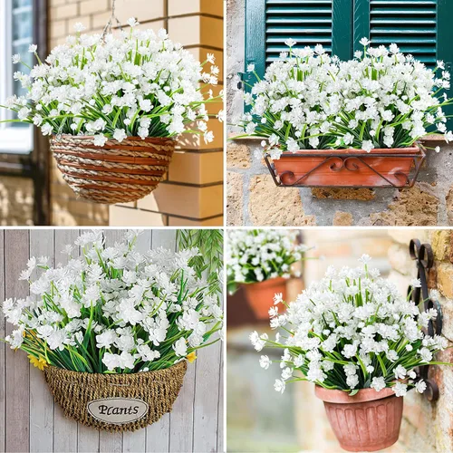 Miniatura 27 de AmyHomie 16 paquetes de flores artificiales de eucalipto negro para exteriores, resistentes a los rayos UV, flores sintéticas que no se decoloran