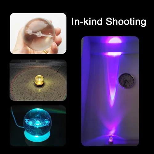 Miniatura 5 de Zabalar Luz nocturna de bola de cristal 3D con base de luz LED colorida, regalo del día de San Valentín, luces LED, lámpara de mesa que cambia