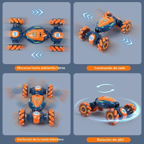 Miniatura 6 de Coche de acrobacias RC con detección de gestos – Juguetes para niños y niñas de 6 a 8 a 12 años, 4WD controlado a mano, control remoto, giro auto
