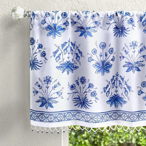 Miniatura 13 de Saffron Marigold Cortina de cenefa impresa a mano con ribete de cuentas, principal de verano indio naranja, perfecta para cocina, dormitorio, baño