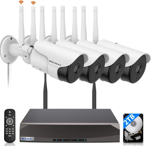 Miniatura 12 de WEILAILIFE 【Audio bidireccional y antena dual mejorada】 Sistema de cámara de seguridad inalámbrica para exteriores con visión nocturna de 27.4