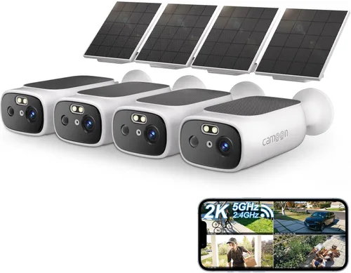 Cámaras de seguridad solar 2K inalámbricas para exteriores, cámaras WiFi de 2.4/5 GHz para seguridad del hogar, detección de movimiento AI, visión