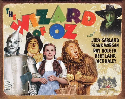 Desperate Enterprises El mago de Oz - Cartel de lata del 70 aniversario - Decoración nostálgica de pared de metal vintage - Hecho en Estados Unidos