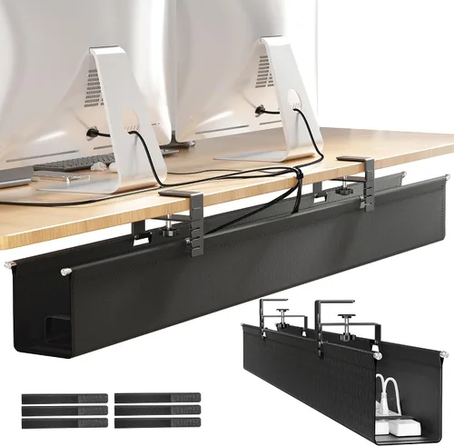 Miniatura 12 de Cinati - Bandeja grande de organización de cables para debajo del escritorio, organizador de cables para debajo del escritorio, sin taladros, Negro