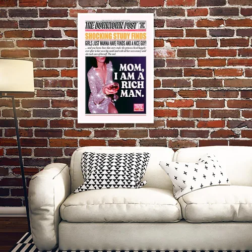 Miniatura 4 de Lienzo decorativo moderno con texto en inglés "Mom I Am A Rich Man", póster divertido del centro de la ciudad, decoración de habitación indie, arte