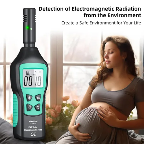 Miniatura 2 de Medidor EMF, detector EMF, probador EMF LCD digital, detector de radiación electromagnética para exteriores, hogar, oficina, caza de fantasmas