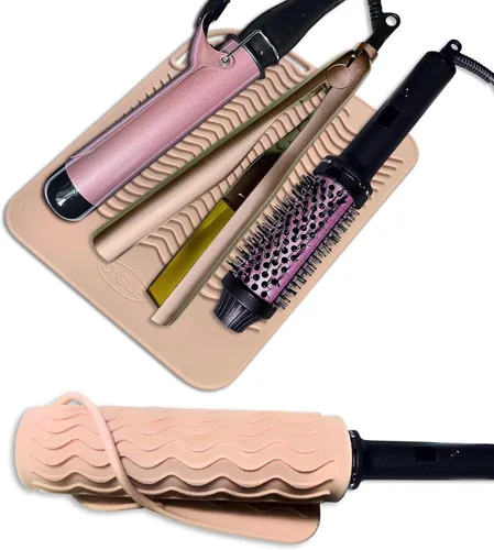 Miniatura 2 de Alfombrilla de viaje de silicona resistente al calor de 11 x 7.5 pulgadas para herramientas de peinado del cabello, alisadores de cabello, Rosa rubor
