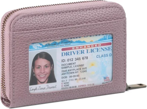 Miniatura 20 de SENDEFN Cartera de cuero para mujer, con bloqueo RFID, pequeñas carteras compactas, titular de la tarjeta de crédito con ventana de identificación