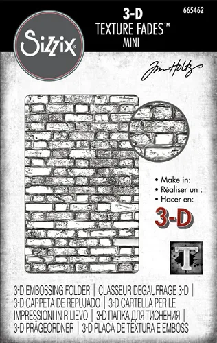 Miniatura 7 de Tim Holtz Sizzix 3D Texture Fades - Carpetas en relieve - Mini madera, mini adoquines y mini ladrillos - Paquete de 3 artículos