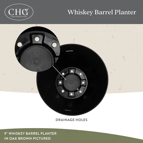 Miniatura 3 de Macetas de Barril de Whiskey Classic Home & Garden - Maceta de Flores con Acabado de Madera - Elegantes Macetas de Jardín - Macetas de Resina