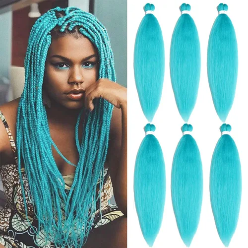 Miniatura 59 de Extensiones de cabello trenzado morado preestiradas, 20 pulgadas, 2 piezas de cabello sintético trenzado para niñas y mujeres, fiesta, disfraz