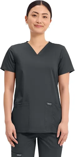 Cherokee Medical - Camisa sanitaria para mujer con cuello en V, ajuste clásico moderno y 3 bolsillos, tela ultra suave y elástica en 2 direcciones -
