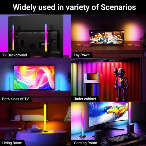 Miniatura 7 de TJOY Barras de luz inteligentes, luces de juegos para escritorio, 14 pulgadas, barra de luz RGB, retroiluminación de TV con sincronización de música