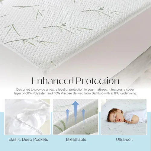 Miniatura 4 de East Coast Bedding Protector de colchón impermeable de viscosa derivada de mezcla de bambú, bolsillo profundo ultra suave que se adapta a hasta 18