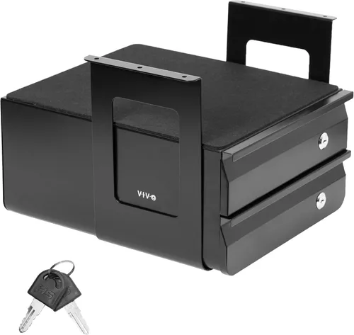 Miniatura 11 de VIVO Cajón deslizante con cerradura de 13 pulgadas para debajo del escritorio, organizador de almacenamiento seguro para oficina en casa, negro