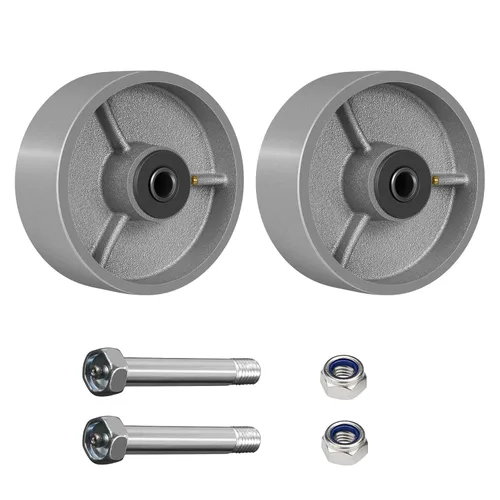 Miniatura 29 de Ruedas giratorias de repuesto de 6 x 2 pulgadas, rueda de hierro fundido de acero, resistente, capacidad de 1200 libras por rueda, orificio de 1/2