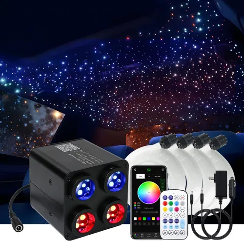Miniatura 14 de AKEPO 36W 4 Color Twinkle & RGB Estrella fugaz de 2 en 1, luces de fibra óptica, kit de 1800pcs+240pcs de fibras ópticas de 0.03in 13.1ft