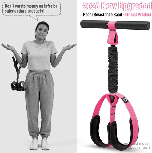 Miniatura 3 de Pedal Resistance Band with Handle, Upgraded Durable Thickened Latex Tubes and Soft Foam Fabric Foot Pedal, Sit Up Exercise Equipment for Abdomen