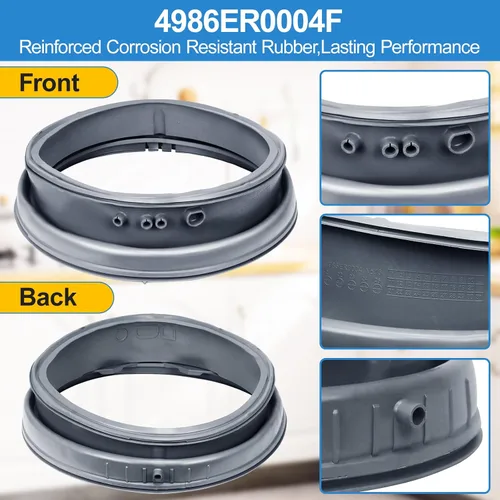Miniatura 4 de Junta de arranque de puerta de lavadora mejorada 4986ER0004F compatible con Kenmore LG piezas de sello de puerta de arandela de carga frontal