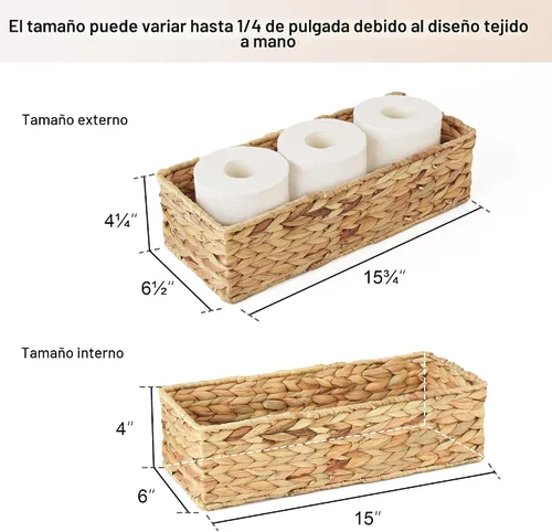 Miniatura 2 de StorageWorks - Cesta para tanque de inodoro para baño, cestas de almacenamiento de jacinto de agua para la parte superior del tanque de inodoro