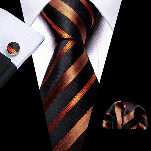 Miniatura 54 de Barry.Wang Juego de corbatas para hombre, corbata de seda a rayas, tejido a cuadros, gemelos formales, negocios, boda