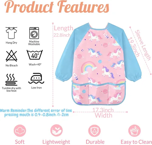Miniatura 2 de Personalized Kids Art Smock with Name Custom Toddler Waterproof Artist Painting Apron