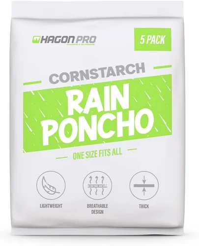 Miniatura 2 de Hagon PRO Ponchos de lluvia desechables para adultos (paquete de 5)
