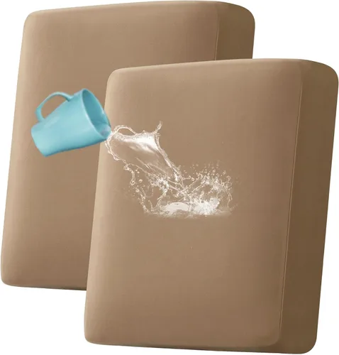 H.VERSAILTEX Fundas de sofá 100% impermeables para sofá de 2 cojines, fundas elásticas para sofá de tela gruesa de doble forro polar para perros,