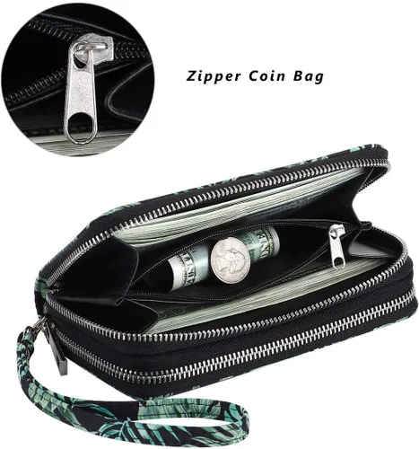 Miniatura 3 de HAWEE - Cartera para teléfono celular, con dos cierres y correa larga extraíble para la muñeca, para mujer