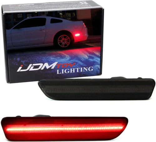 iJDMTOY - Kit de luces laterales traseras LED rojas con lente ahumada Compatible con Ford Mustang 2005-09, alimentado por 54 LED SMD, reemplaza las
