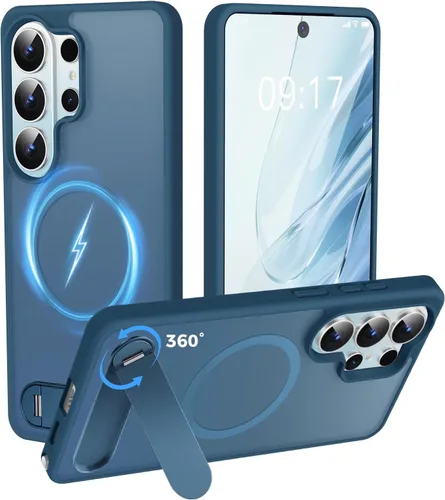Miniatura 26 de Reukdnv Funda magnética para Galaxy S24 Ultra con soporte de metal duradero, protección contra caídas de grado militar, compatible con MagSafe