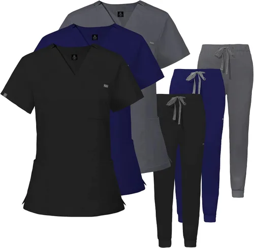 Miniatura 5 de VIAOLI Conjunto de ropa quirúrgica para mujer, conjunto de camiseta médica y pantalón deportivo, ropa de trabajo, clínico moderno, traje atlético