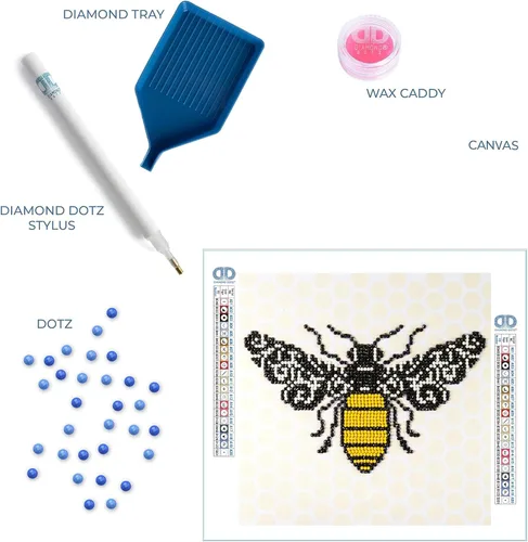 Miniatura 6 de DIAMOND ART BY LEISURE ARTS Kits de pintura de diamantes para adultos, abeja principiante de 8 x 8 pulgadas