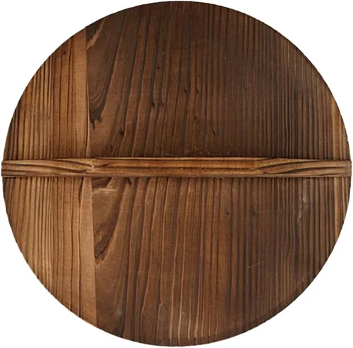 ERINGOGO Tapa de madera para wok de 12.5 pulgadas, cubierta de sartén de madera natural con mango ergonómico, tapa de olla de cocina