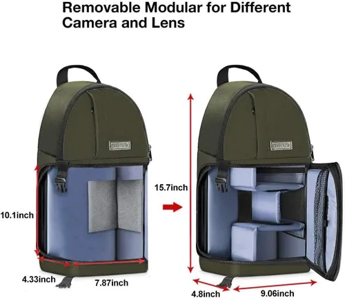 Miniatura 5 de MOSISO - Mochila para cámara con soporte para tripié e inserciones modulares extraíbles, mochila a prueba de golpes, impermeable Verde militar