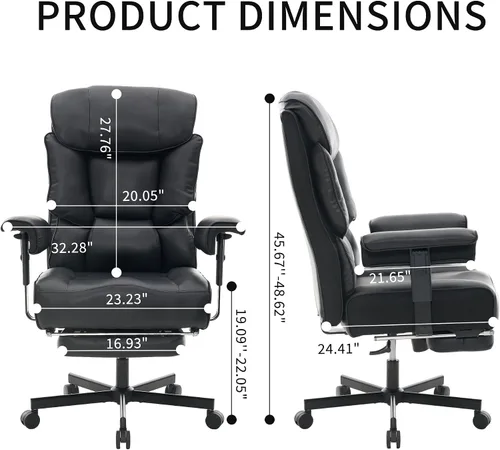 Miniatura 2 de Silla de oficina grande y alta con reposapiés, capacidad de 500 libras, respaldo alto, silla de oficina ejecutiva, silla de oficina ejecutiva