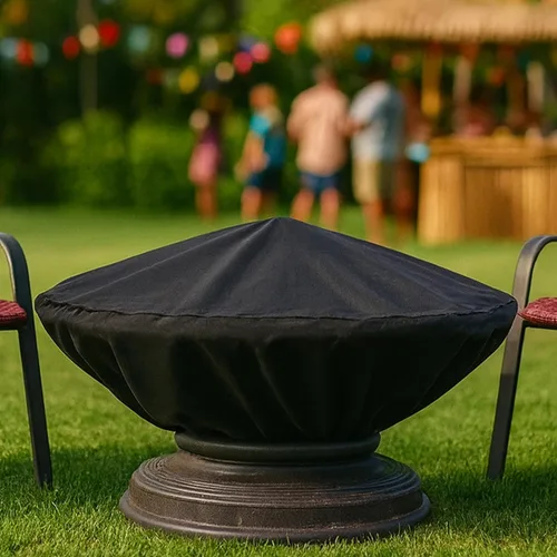 Miniatura 9 de Sunnydaze - Cubierta redonda para hoguera de 30 pulgadas, cubierta para hogueras al aire libre, PVC resistente a la intemperie con cierre de cordón