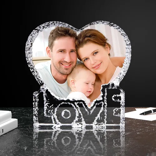 Miniatura 8 de Foto de cristal 3D personalizada, marco de fotos en forma de corazón con luz nocturna de cristal 3D, el mejor regalo para parejas, amor, mujeres